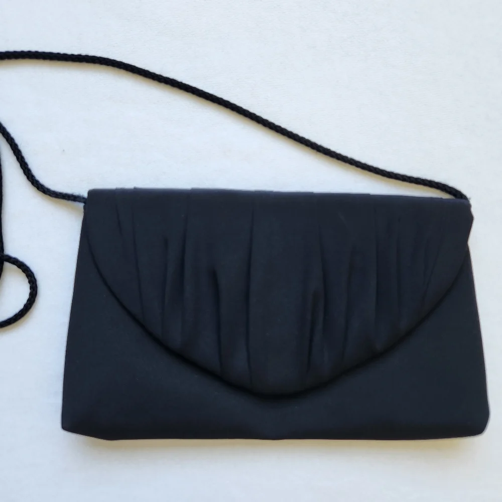 Le Regale Black Evening Formal Shoulder Bag Clutch Crossbody Elegant Glam Classy - Picture 7 of 13